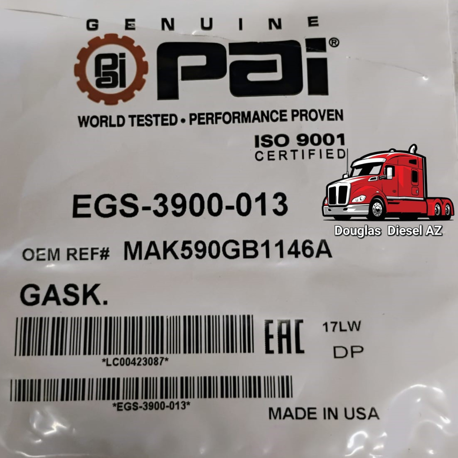 INLET STRAINER GASKET for Tu-Flo Air Comp. PAI# EGS-3900-013 Ref.# Bendix 236170
