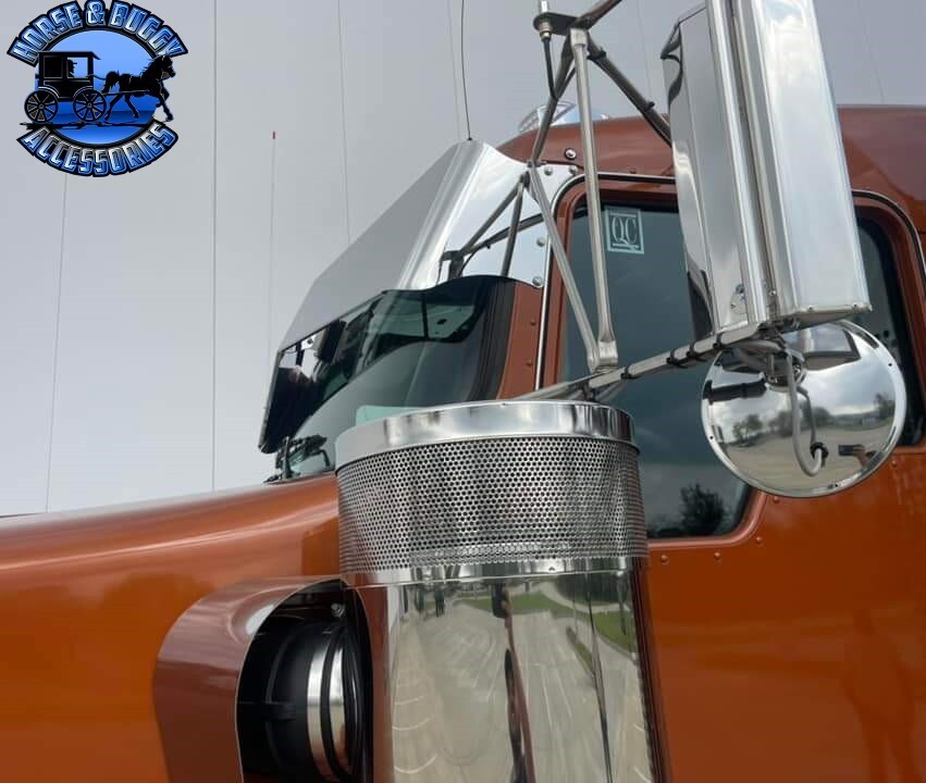 Kenworth 13″ x 9″ Rollin-low reverse bowtie sun visor 304 stainless w900l #2014