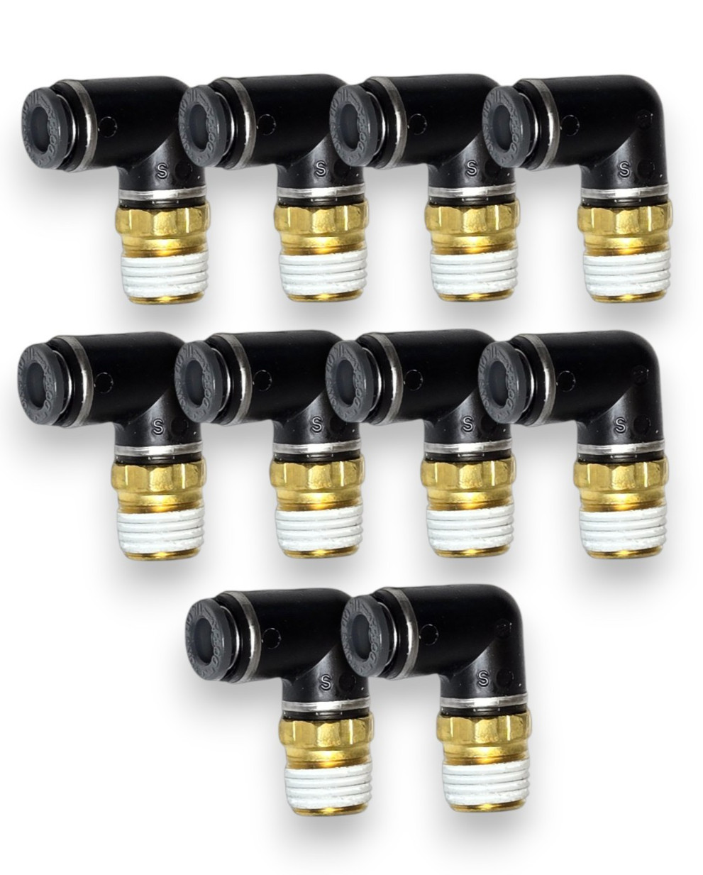 x10 SMC Dot Push Connect 90° Fittings 1/4 Npt – 1/4 Air Line ride bags bagged