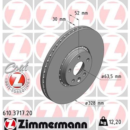 Zimmermann 610 3717 20 Disc Brake Rotor For for Volvo