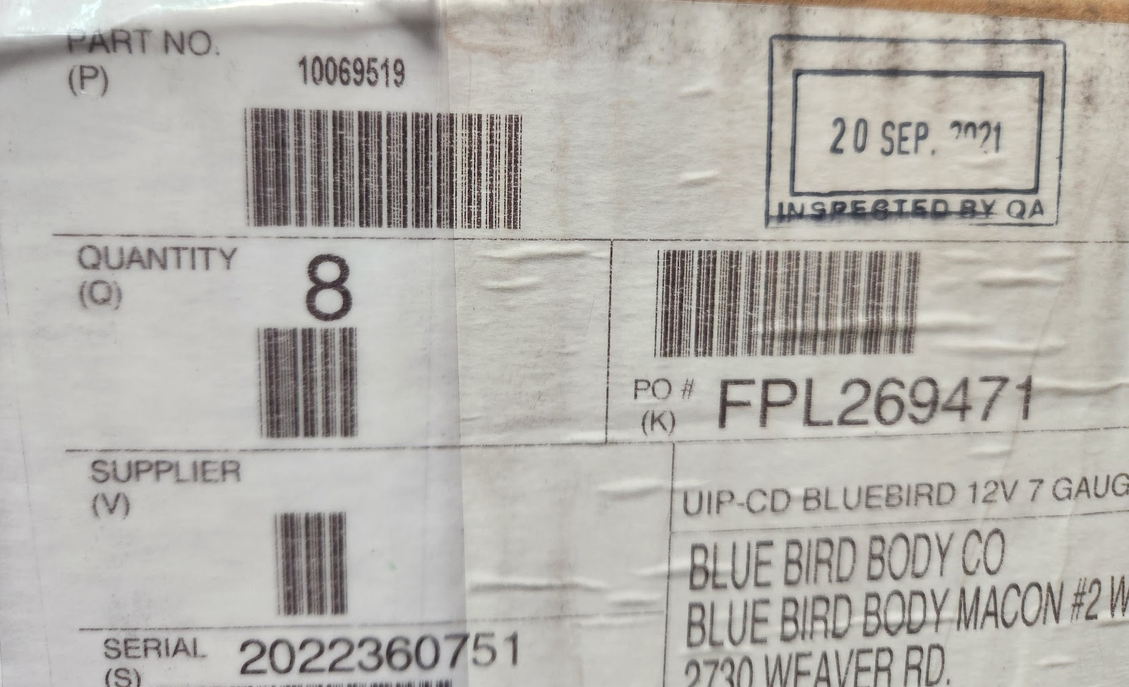 Genuine OEM 10069519 Blue Bird Bus Dash Instrument Cluster 000104951