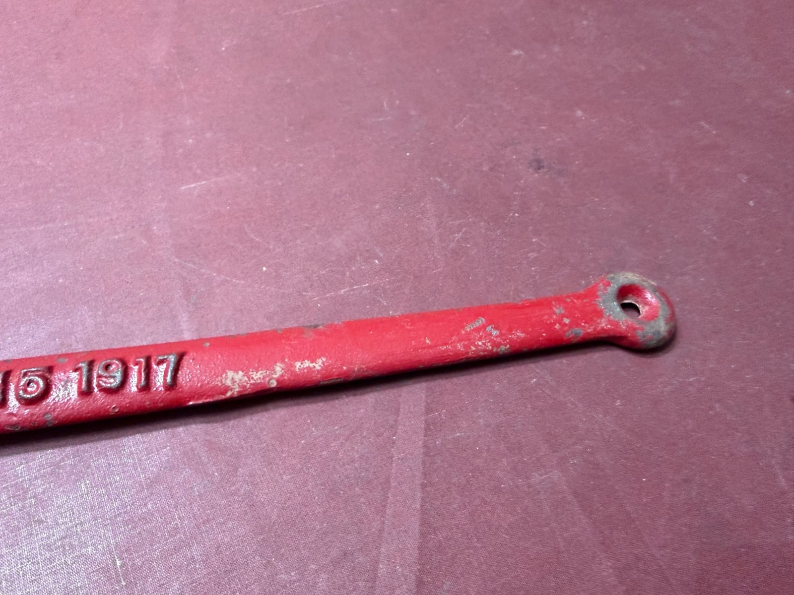 Vintage RED JACKET Cast Iron Float Lever Arm, Livestock Float Arm, PAT.5-15-1917