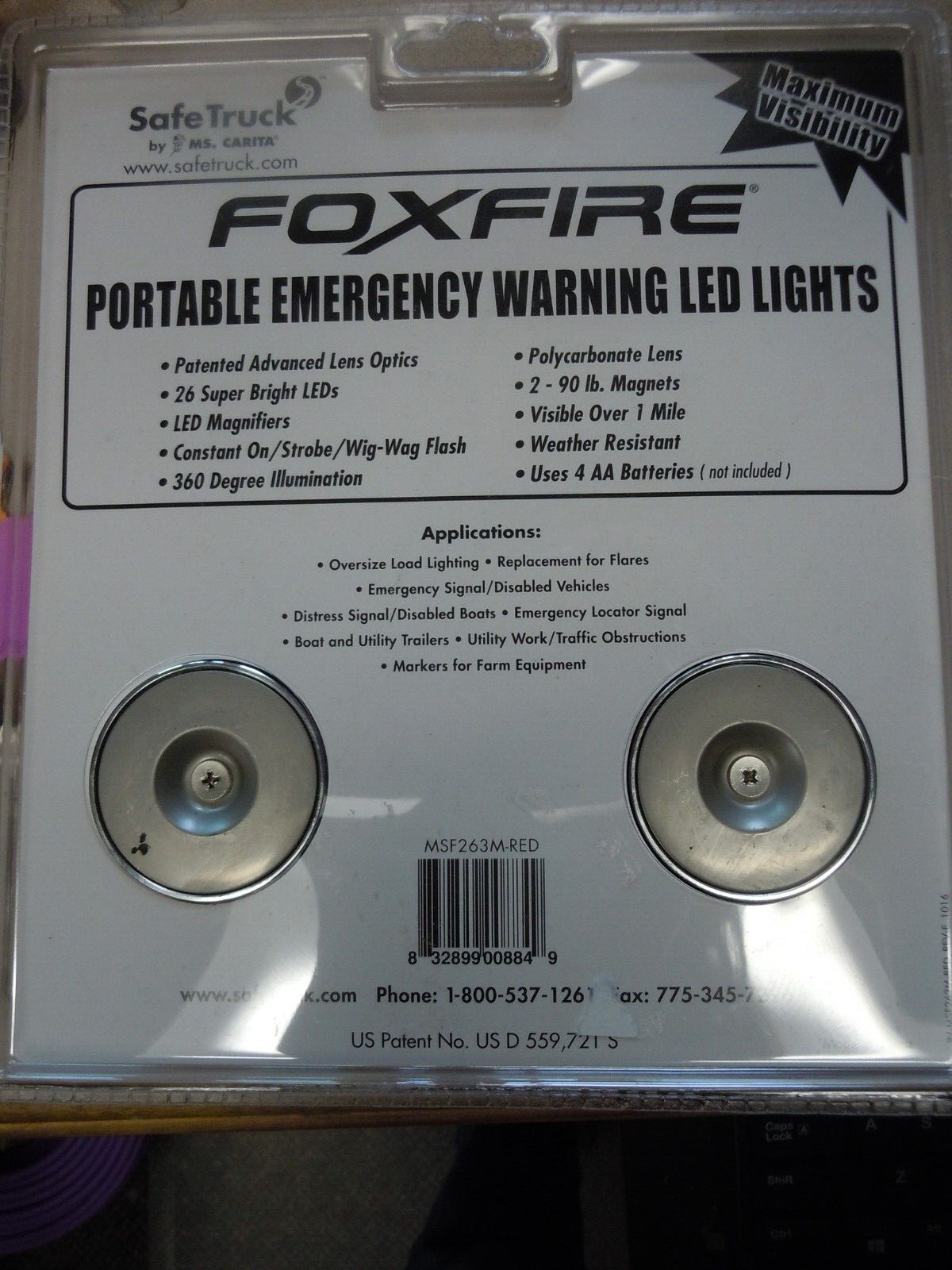 SafeTruck MSF263M-RED Fox Fire Surface Mount Magnetic LED Light Portable Red
