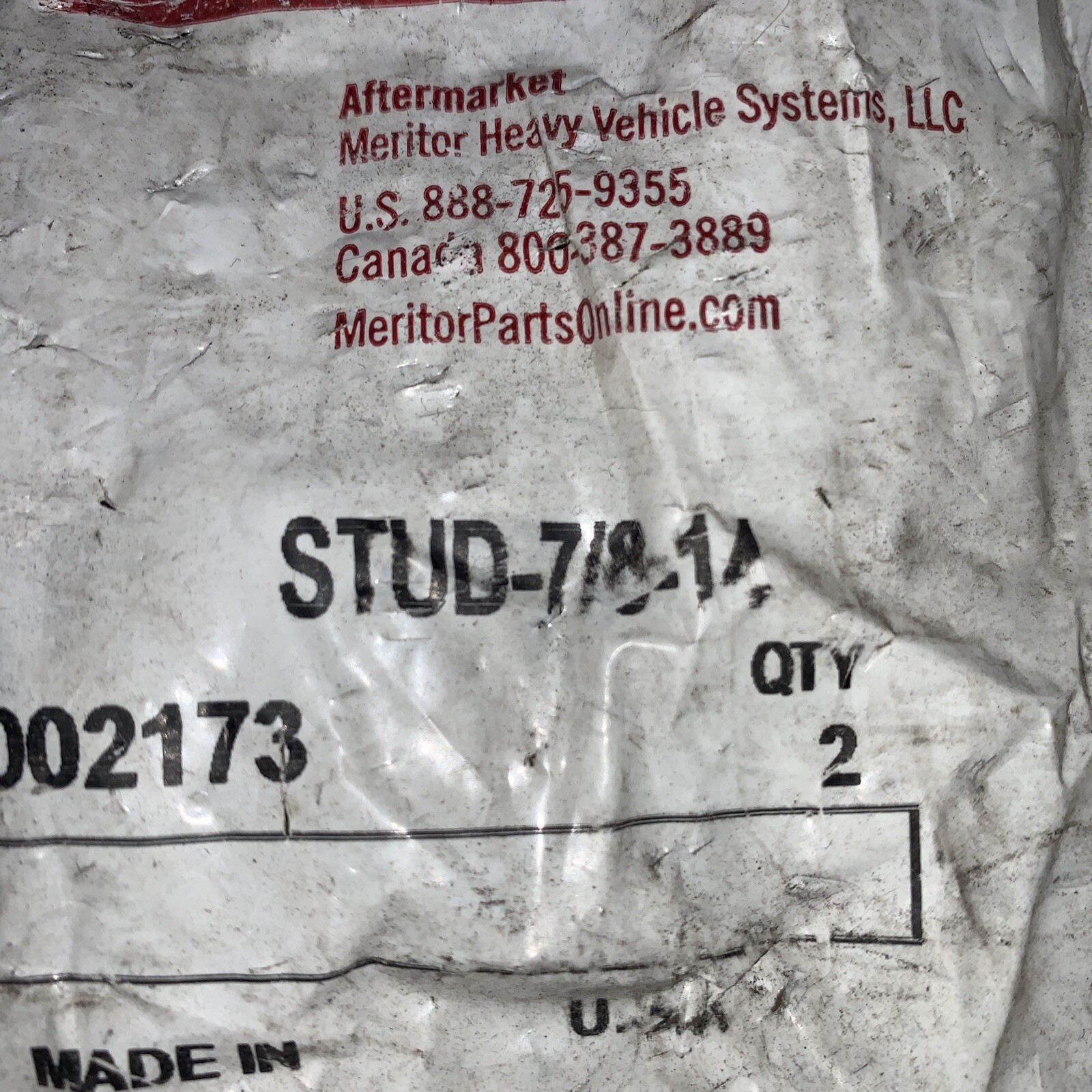 Meritor Hydraulic Brake – Stud 7/8-1/4 09002173 [Lot of 2]