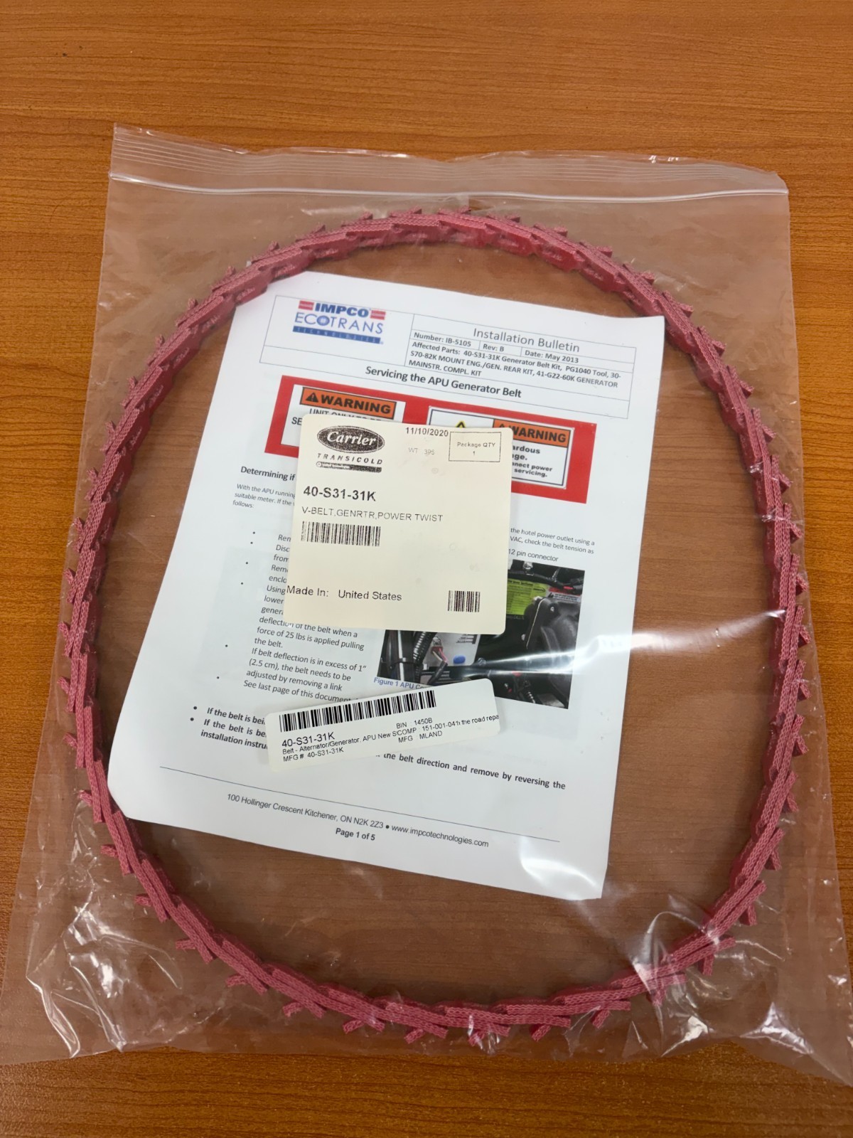 Carrier Belt – Alternator/Generator, APU New Style Power Twist RD 40-S31-31K