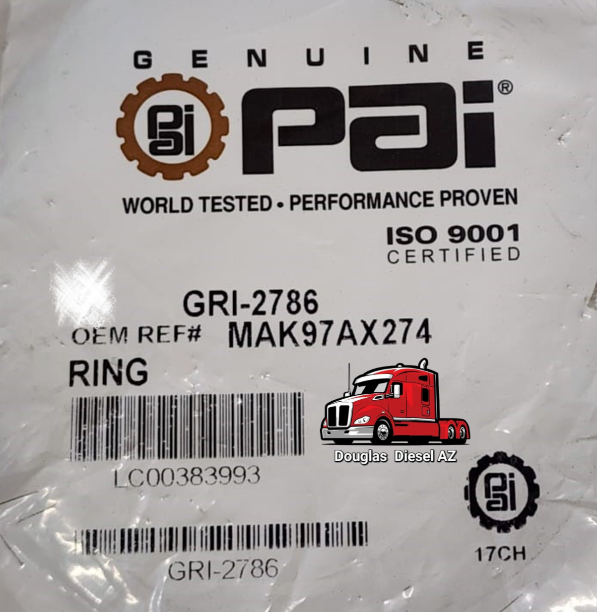 RETAINING SNAP RING for Transmissions PAI# GRI-2786. Ref.# Mack 97AX274 25108163