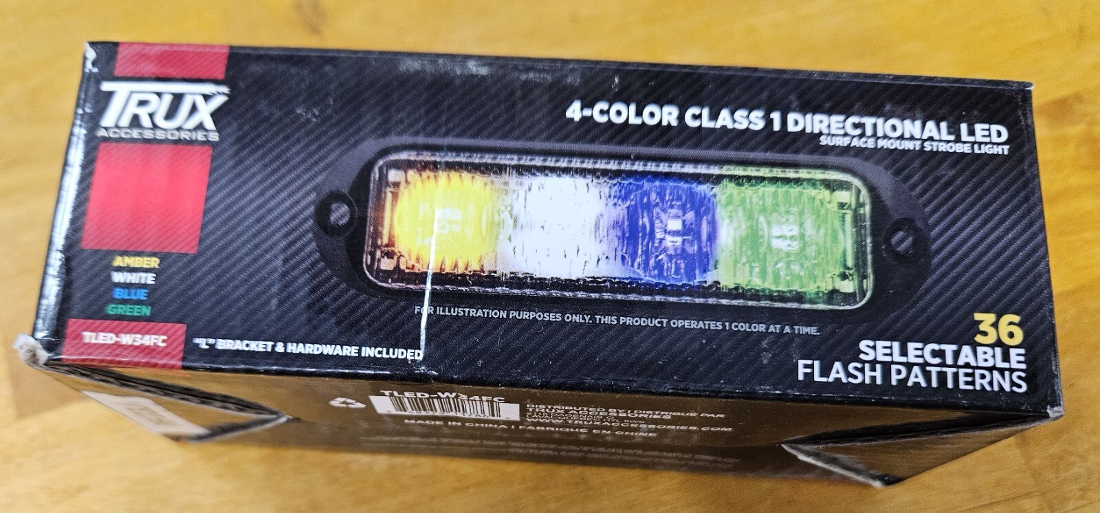 Trux TLED-W34FC Warning Strobe Light, Led, 4 Color, Class 1, Low Profile, 36 Pat