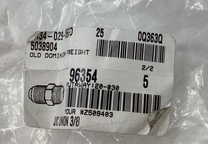 (QTY 5) Imperial Supply 96354 Male JIC to Male JIC Union 3/8 in. x 3/8 in.