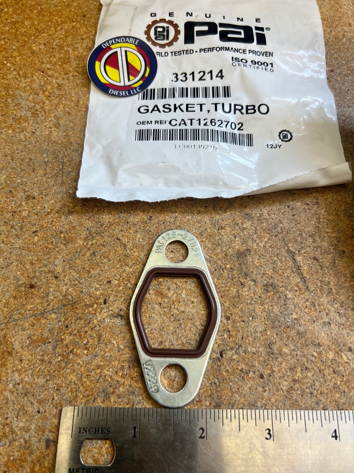 Turbo Oil Drain Gasket for Caterpillar C15 & C18. 331214 Ref.# 126-2702, 1262702