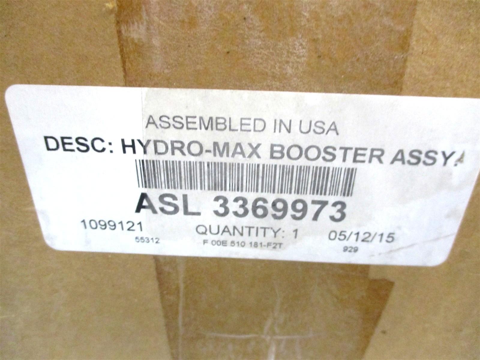 ASL3369973 HYDRO MAX BRAKE BOOSTER 2772114 WITH AMETEK MOTOR 2772876 3369973