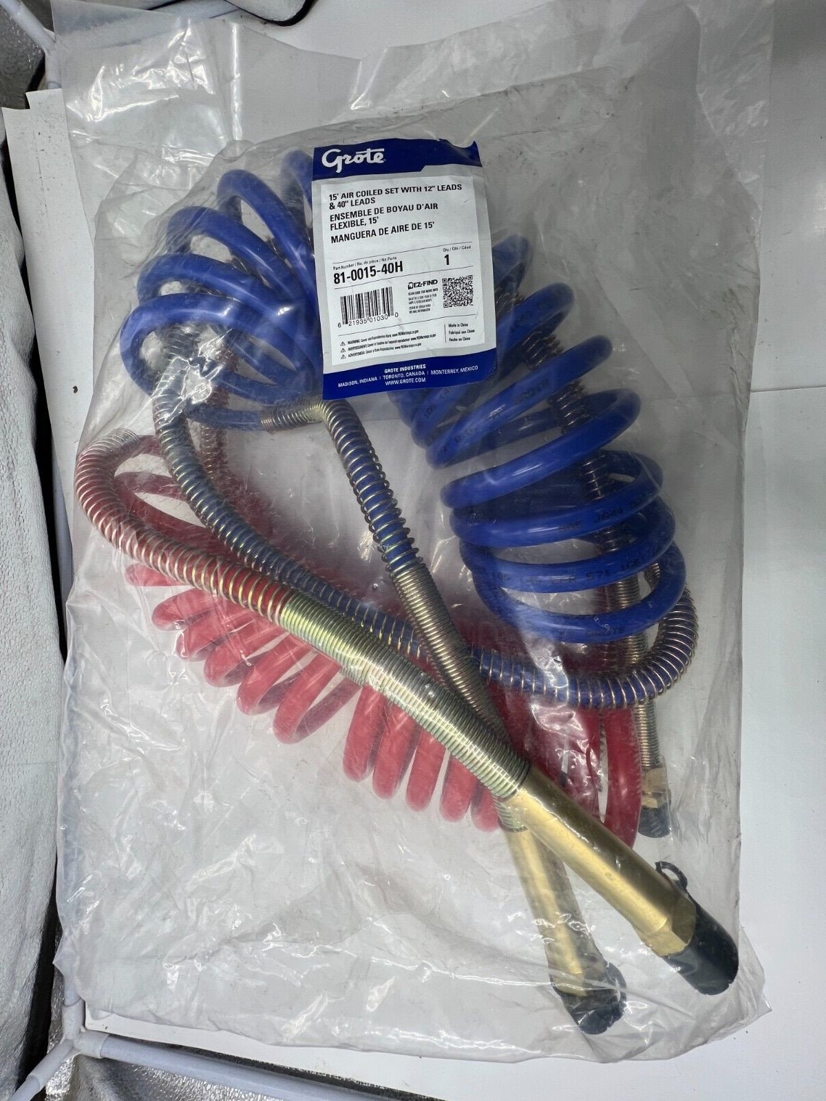 Grote 15′ Air Coiled W/12″ & 40″ Leads & Brass Handle 81-0015-40H