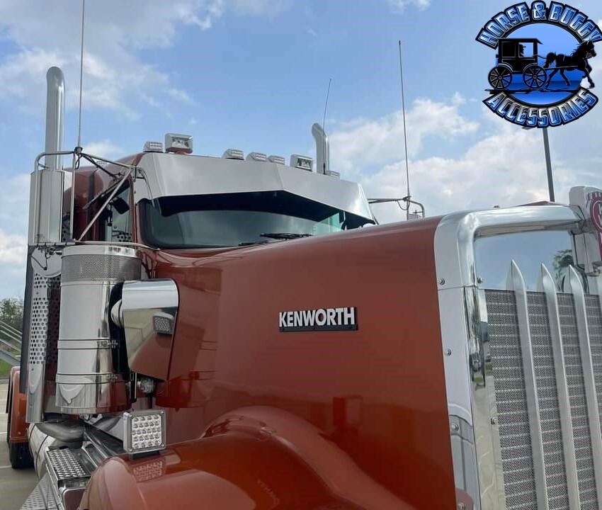 Kenworth 13″ x 9″ Rollin-low reverse bowtie sun visor 304 stainless w900l #2014
