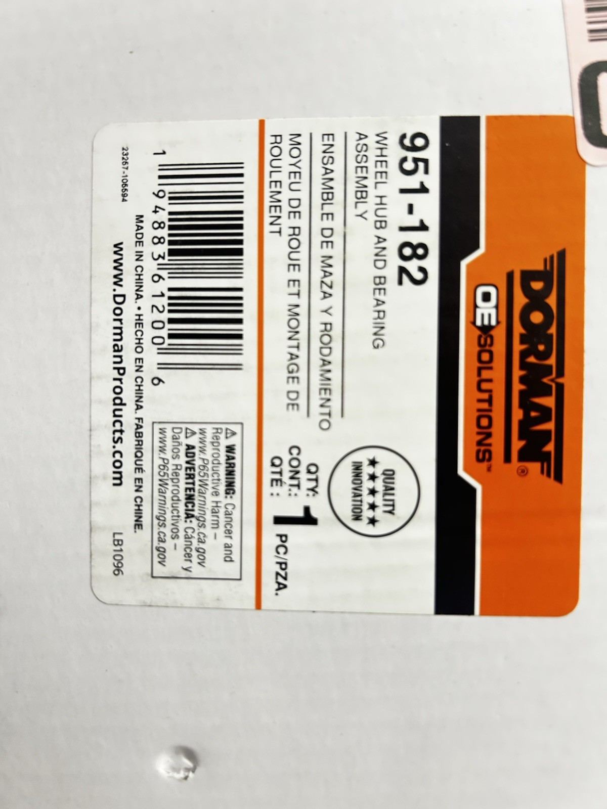 Dorman 951-182 Hub Bearing Assembly