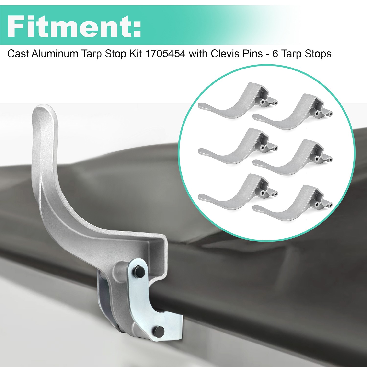 1705454 Easy-Off Cast Aluminum 6″ Offset Tarp Stop Upright Kit – 6 Tarp Stops