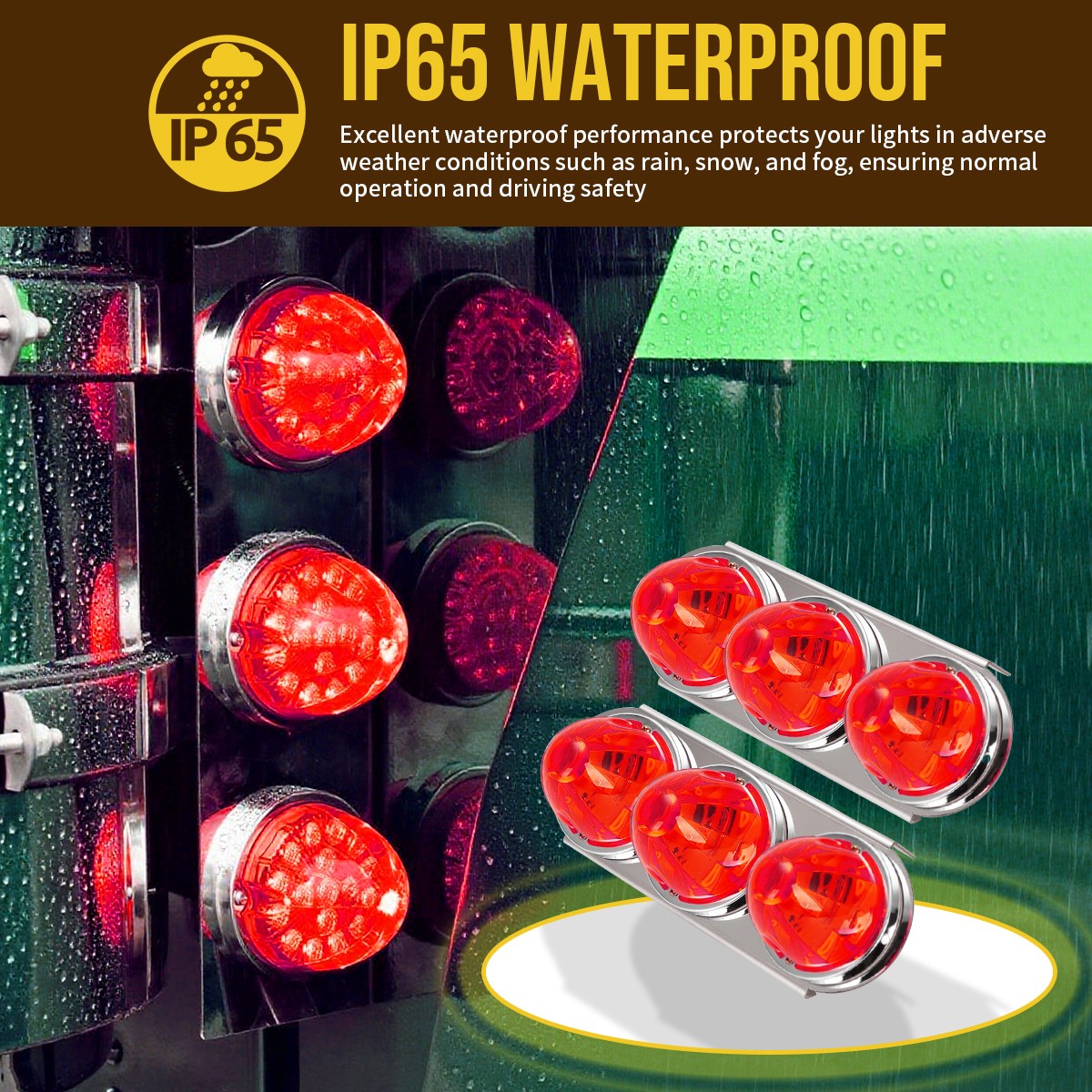 For Peterbilt Trucks Watermelon Air Cleaner Front Lights & Bracket Kit Stainless