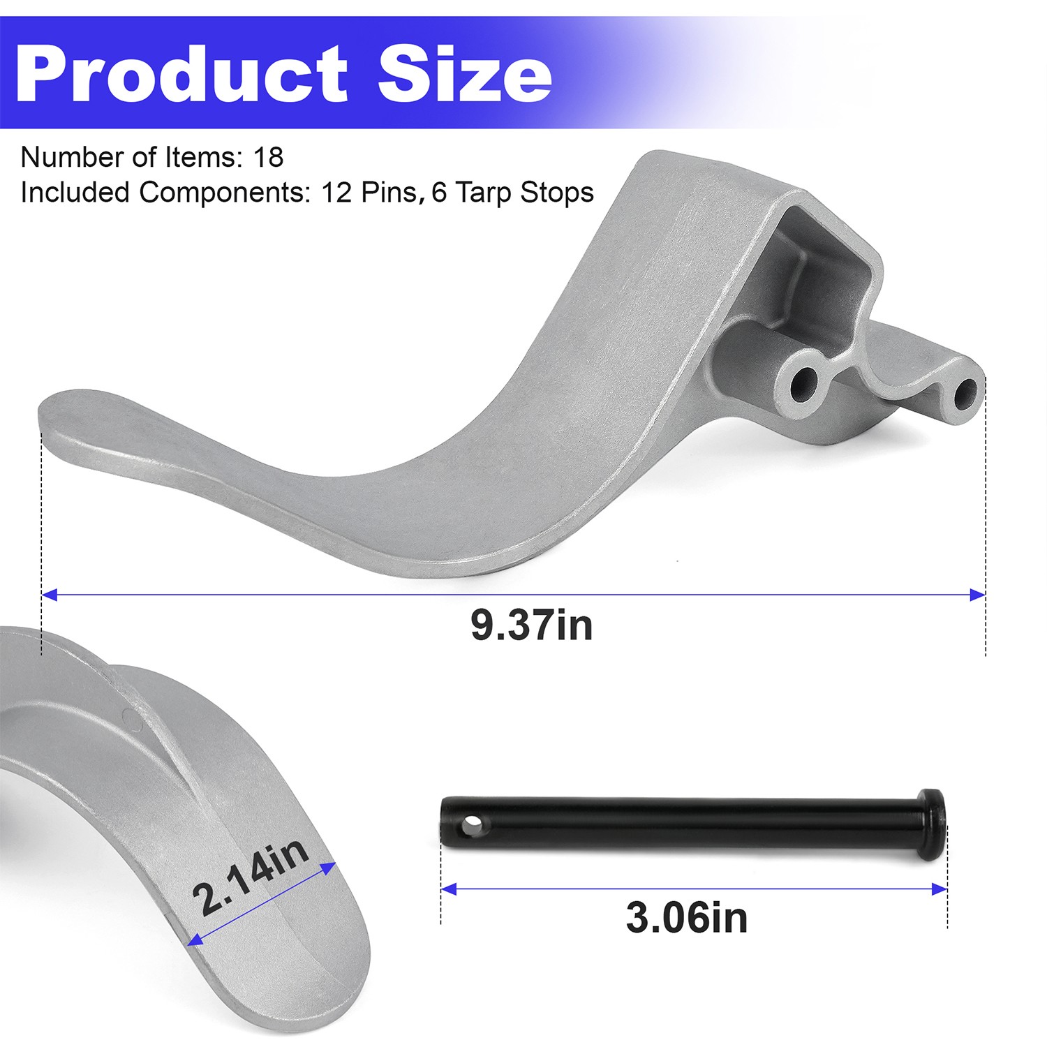 Easy-Off Aluminum (Cast) 6″ Offset Stop Upright kit 1705454-6 Tarp Stops-12 Pins