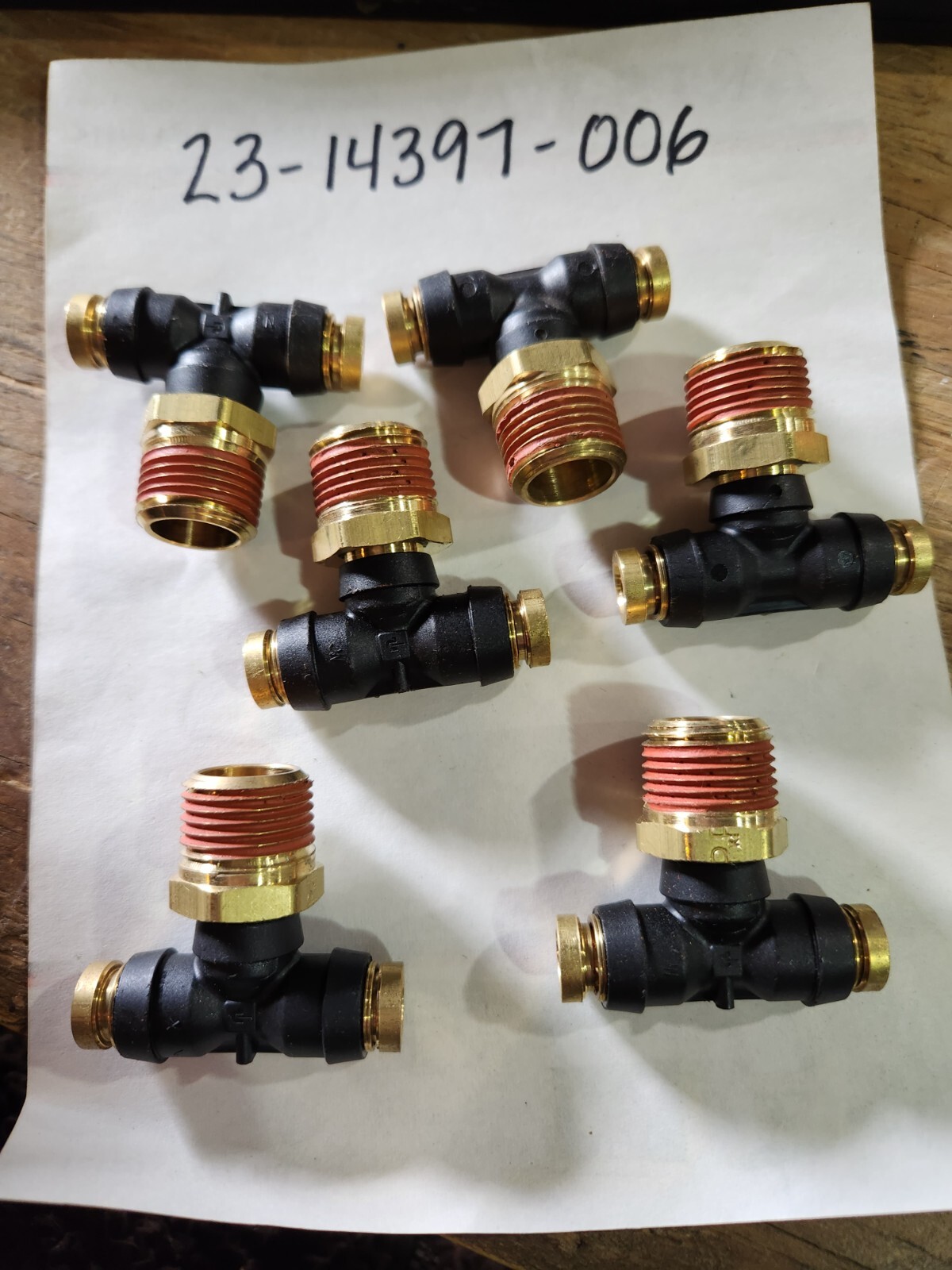 Qty 6***Freightliner 23-14397-006 Tee BR,PTC,.38MPT,.25NT,.25NT