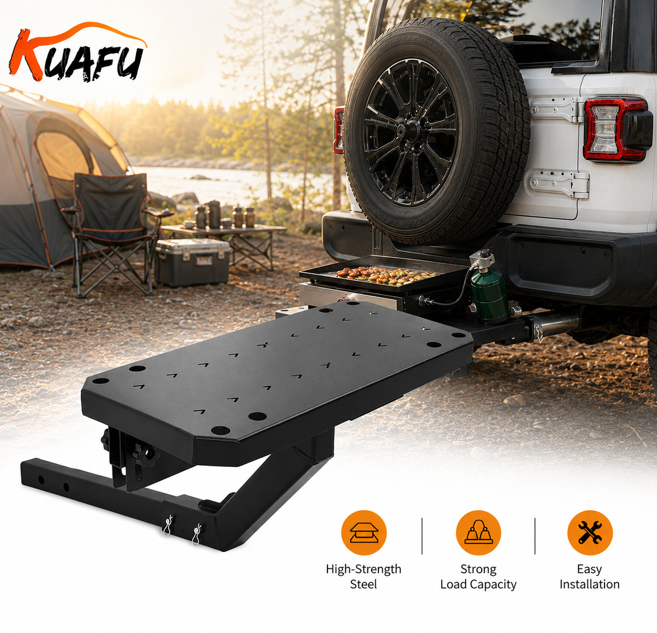 For 2″ Trailer Receiver Universal Hitch Mounted RV Griddle Plate For Grilling