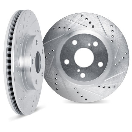 Dynamic Friction Company 7002-59003 Brake Rotors Drilled & Slotted Silver