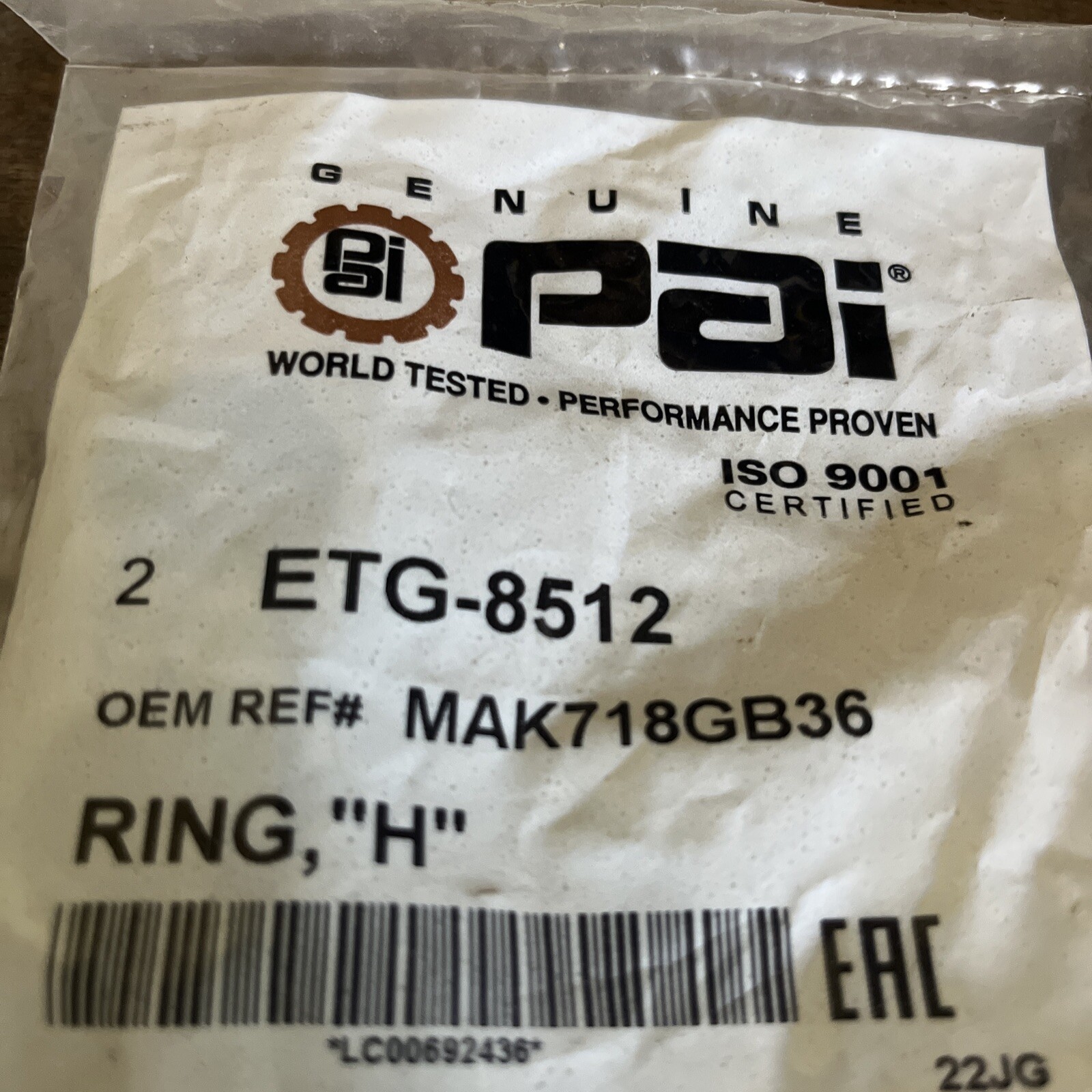 2 NOS PAI ETG-8512-003 Ring,”H” For Mack 718GB36