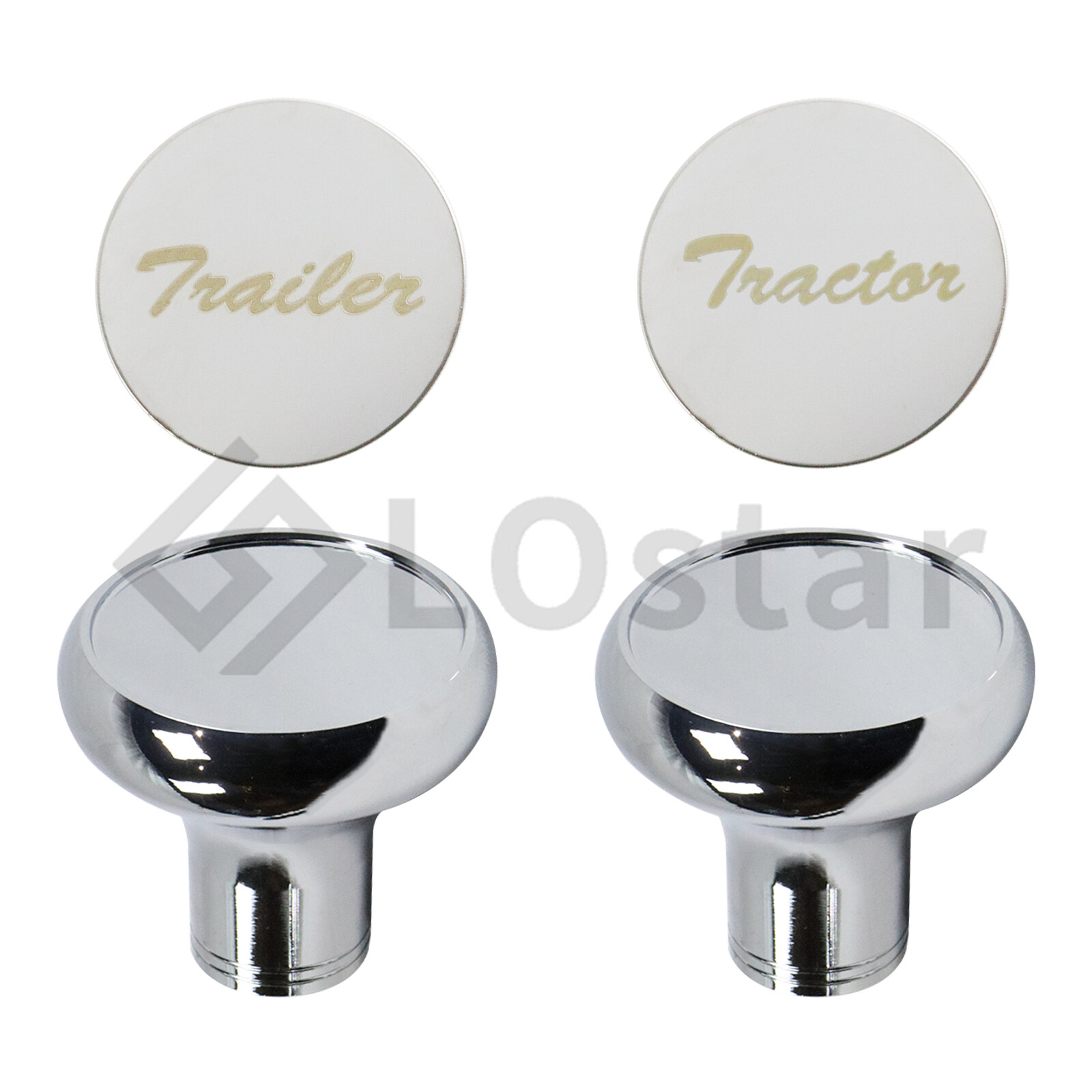 Pair Chrome Air Valve Knob -Tractor/Trailer For Peterbilt Kenworth Freightliner