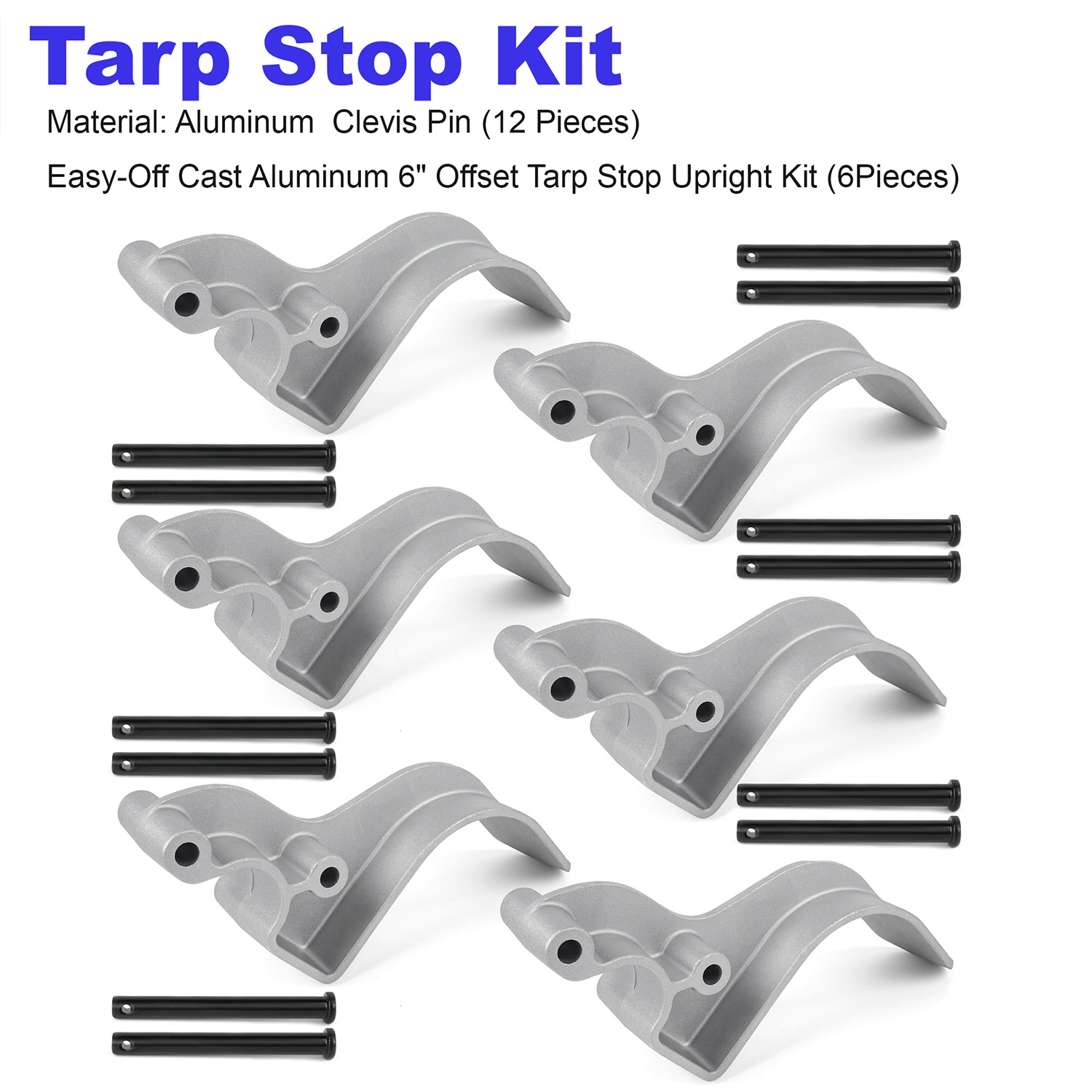 Easy-Off Aluminum (Cast) 6″ Offset Stop Upright kit 1705454-6 Tarp Stops-12 Pins