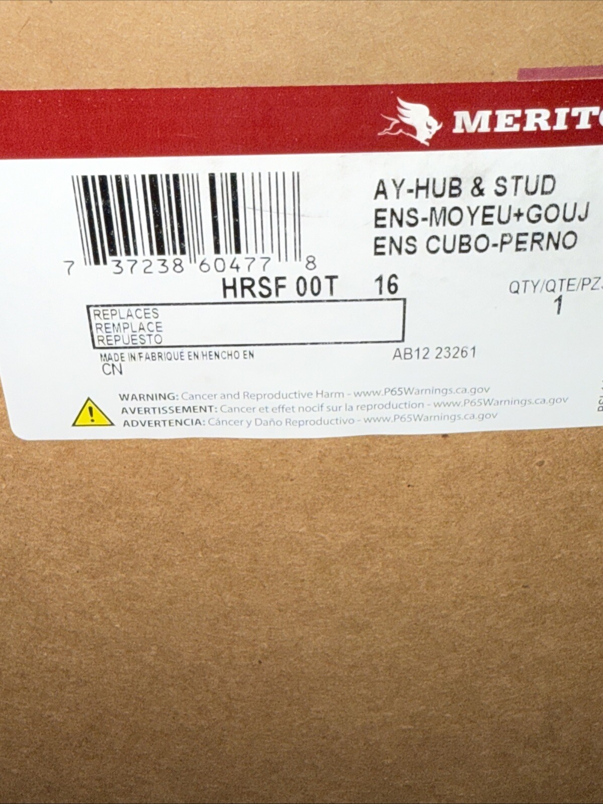 Genuine New Meritor HRSF 00T 16 Hub & Stud Assembly New Flyer 6330316