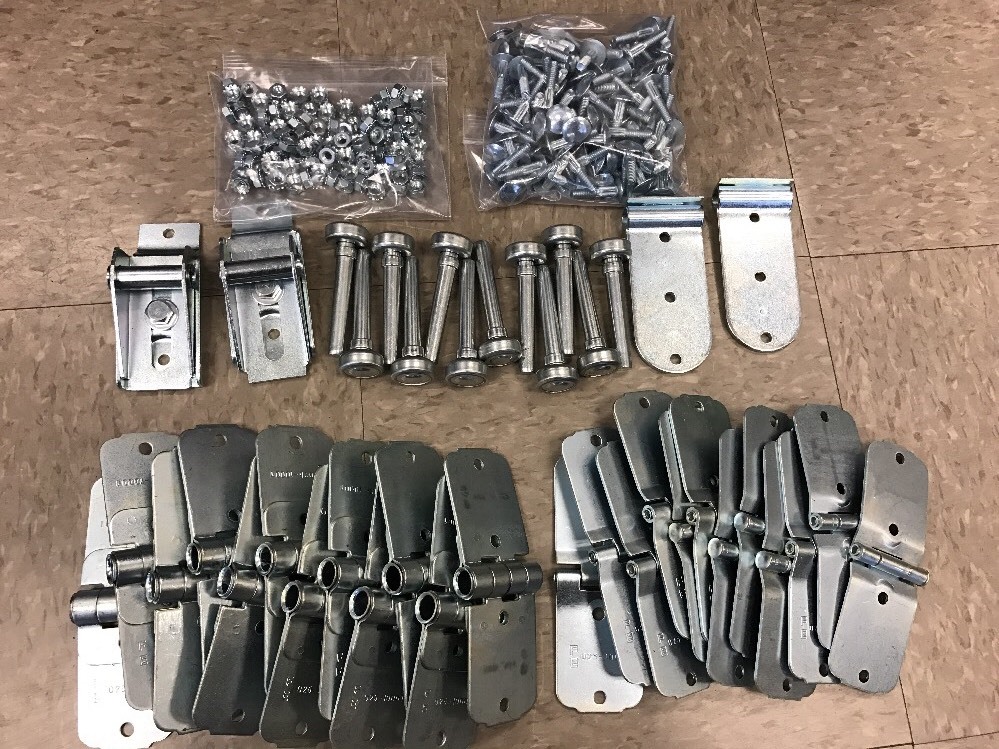 44 Pack Todco Door Repair Kit – All Hinges + 1″ Rollers, Hardware + Top & Bottom