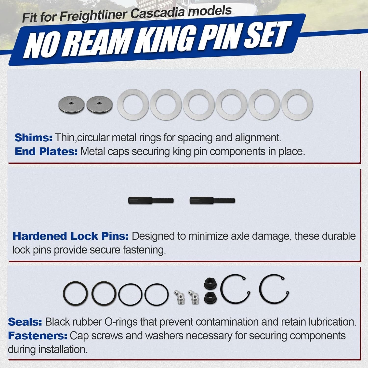 K120A Freightliner Cascadia King Pin Kit Set No Ream P6073300019KZ P6073300119KZ