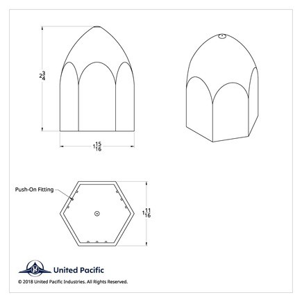United Pacific 10047B Wheel Lug Nut Cover 1 Piece, 1 15/16″ X 2 3/4″, Chrome, Pl
