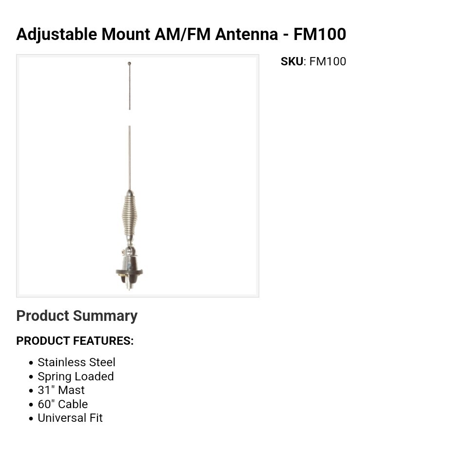 NEW Pana Pacific PP400941 Antenna, Am/Fm *D ( G1-4A)