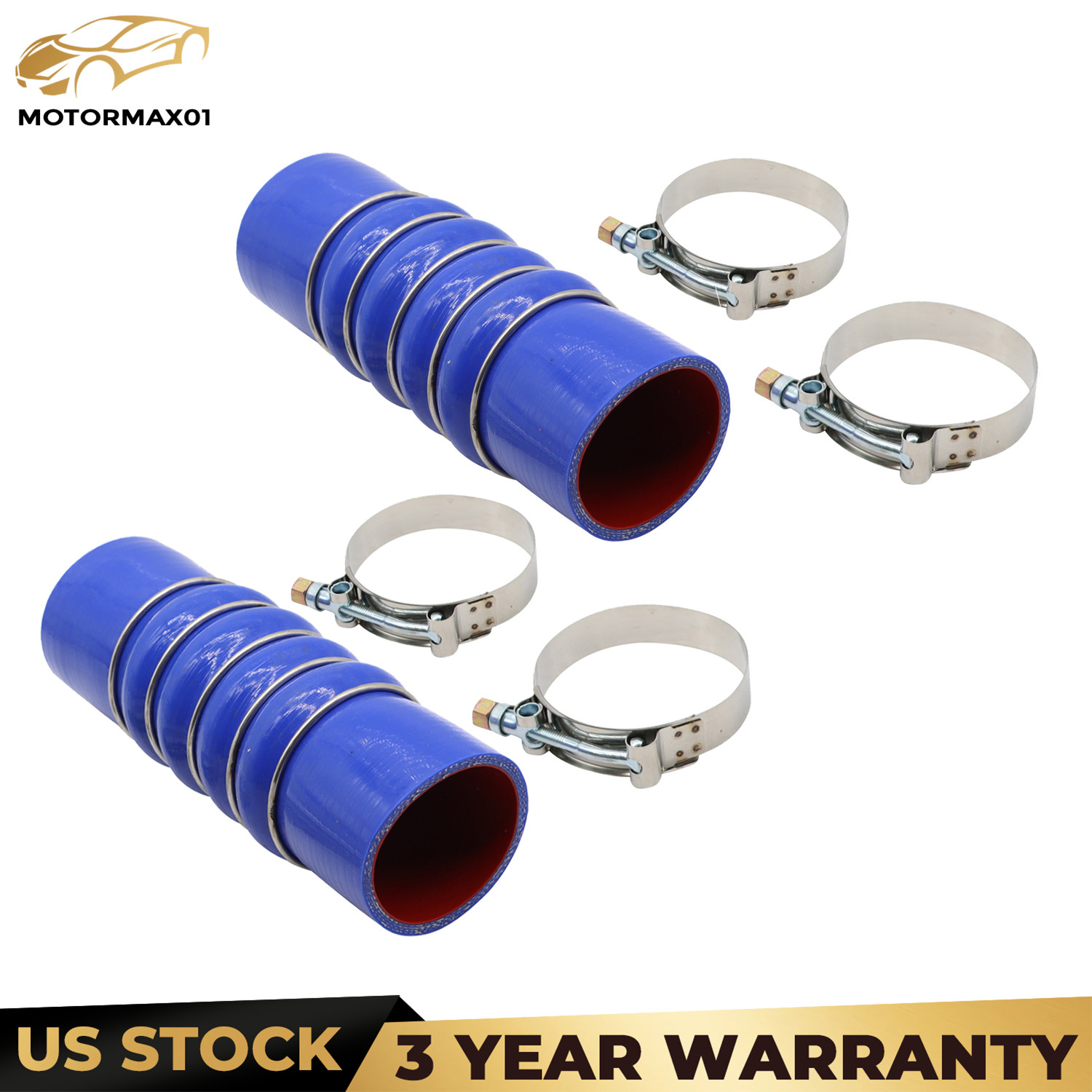 2PCS Silicone Coolant Hose F50-6308 W/ Clamps For PACCAR Peterbilt & Kenworth