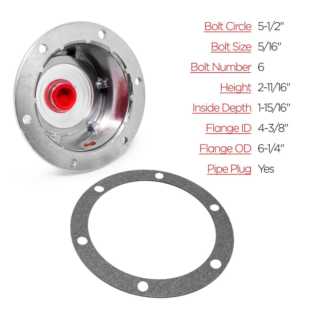 3434009PTP Bolt-On Hub Cap & Gasket With Side Fill Plug Replaces Stemco 343-4009