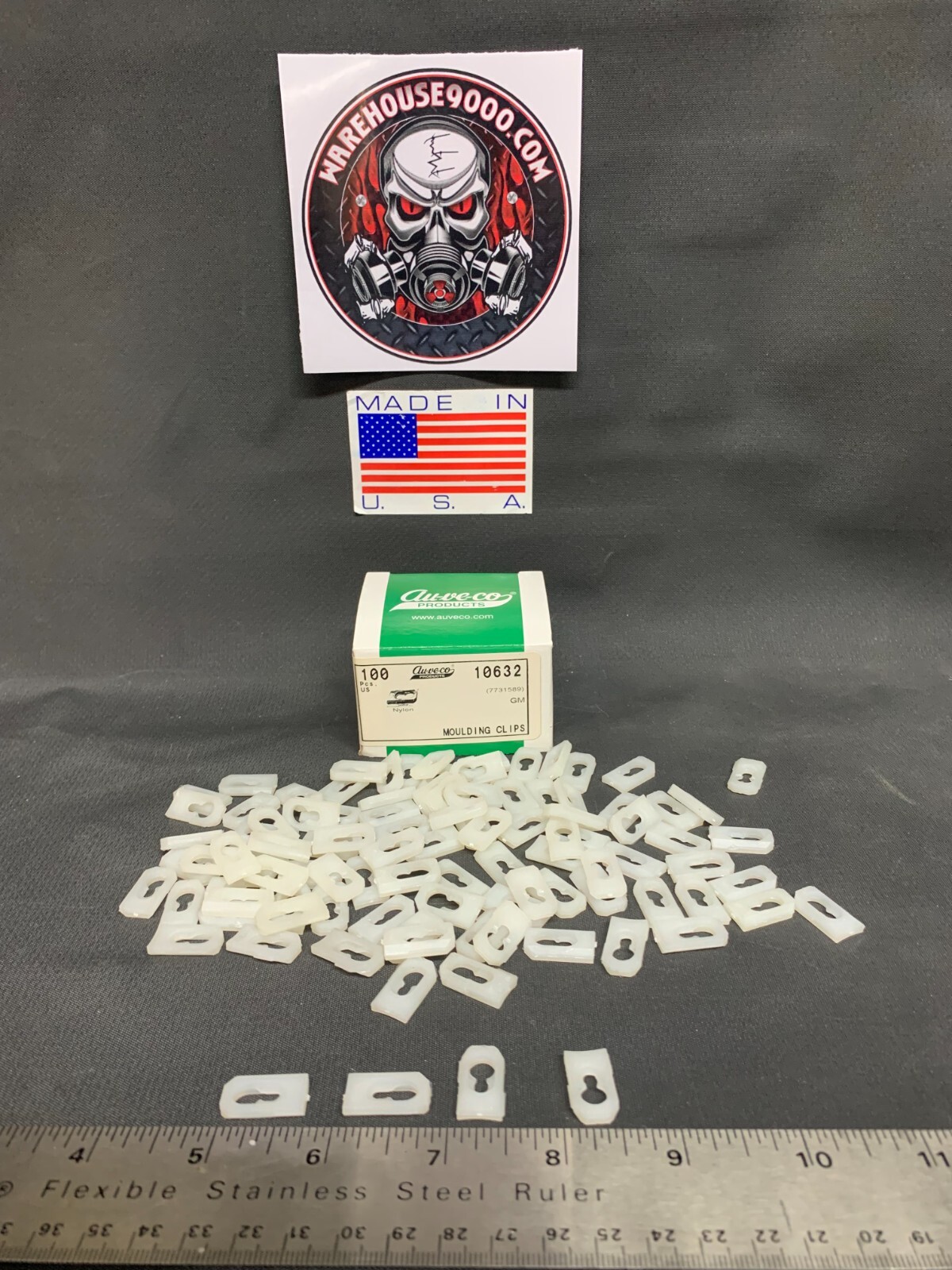 Auveco 10632 General Motors 7731589, Nylon Molding Clips, 100 Pcs, Made in USA