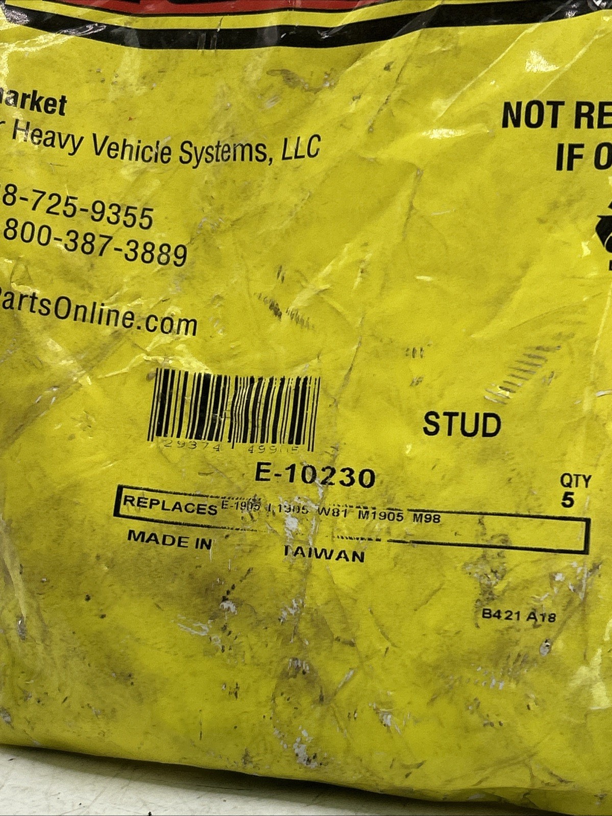 Pack Of 5 Euclid Wheel Stud E10230 E-10230 See Pics 30 Day Warranty