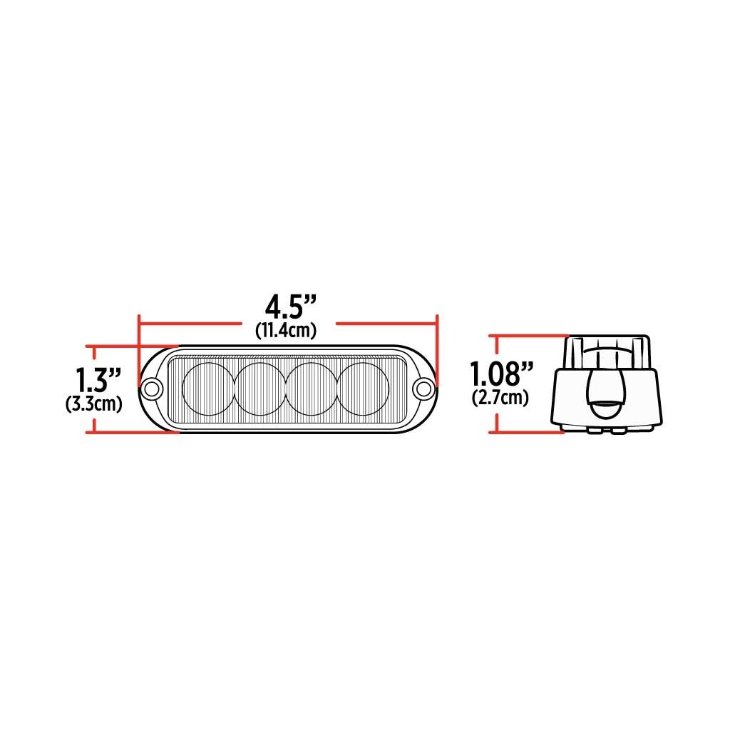 Trux TLED-W34FC Warning Strobe Light, Led, 4 Color, Class 1, Low Profile, 36 Pat