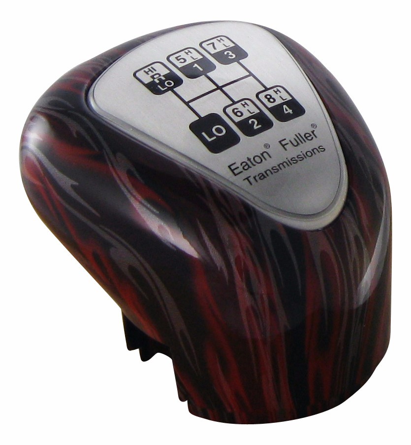 Eaton Fuller 13/18 Flames “Black & Silver” Red Gearshift Knob for SEMI TRUCKS
