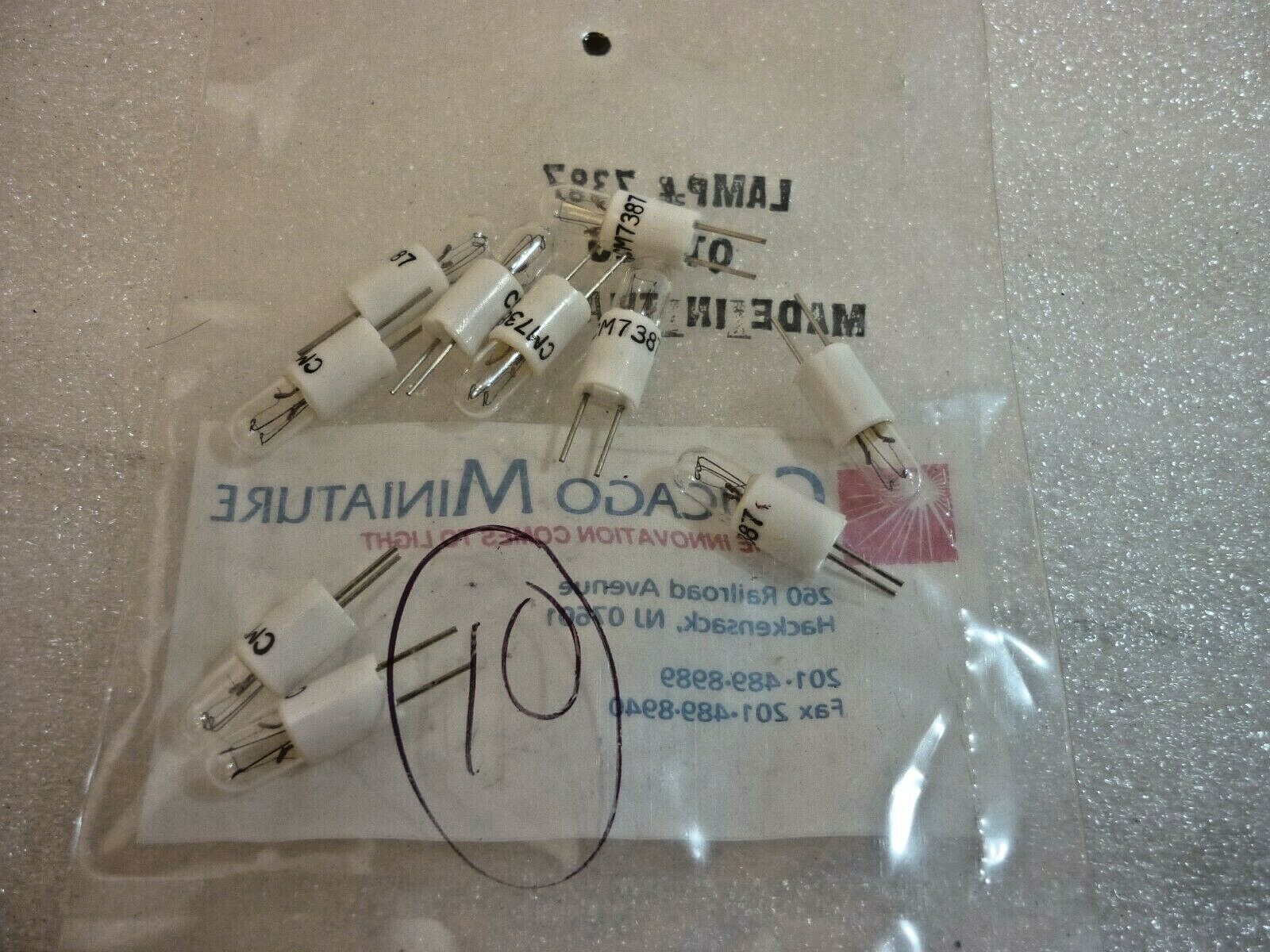 (Lot of 10) Chicago Miniature Incandescent Lamp Bulb, pn CM7387