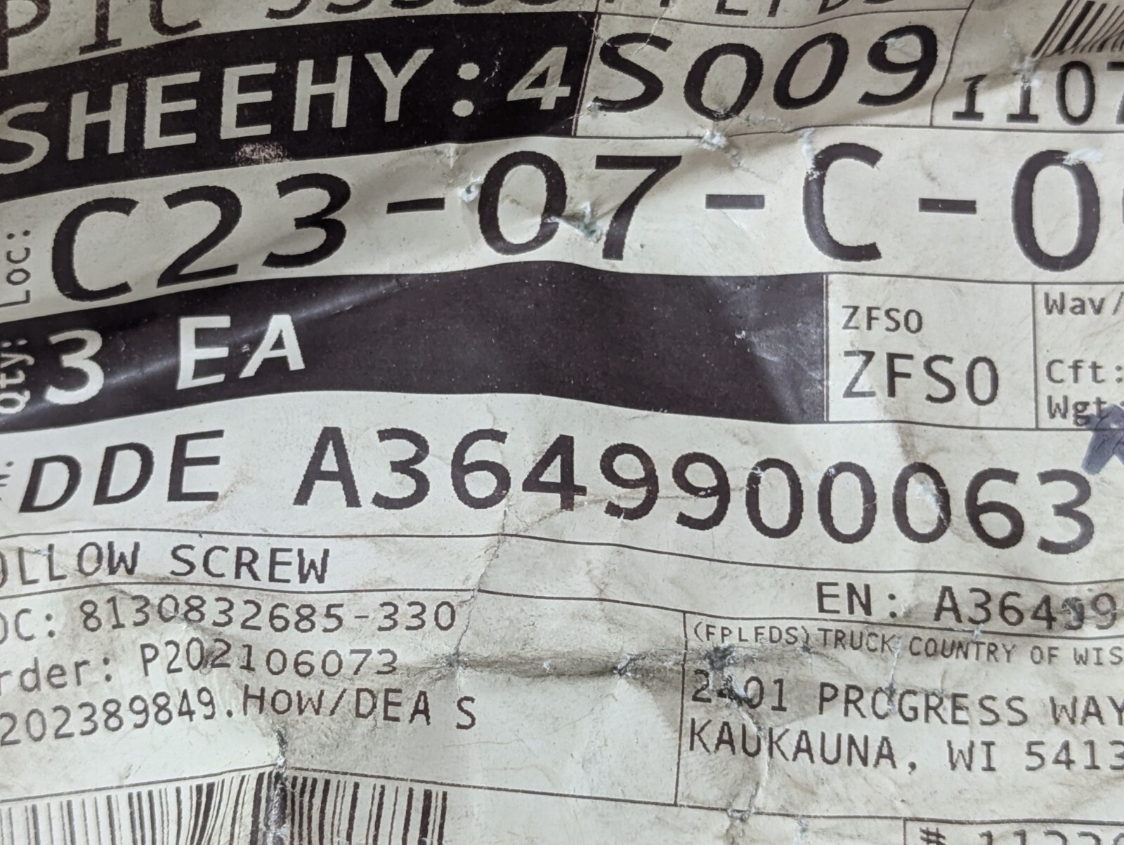 Genuine Mercedes-Benz Hollow Screw A3649900063 NEW OEM Detroit Diesel Banjo Bolt