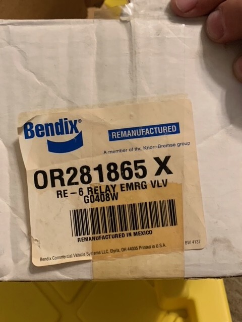BENDIX EMERGENCY RELAY VALVE OR281865X PART NUMBER