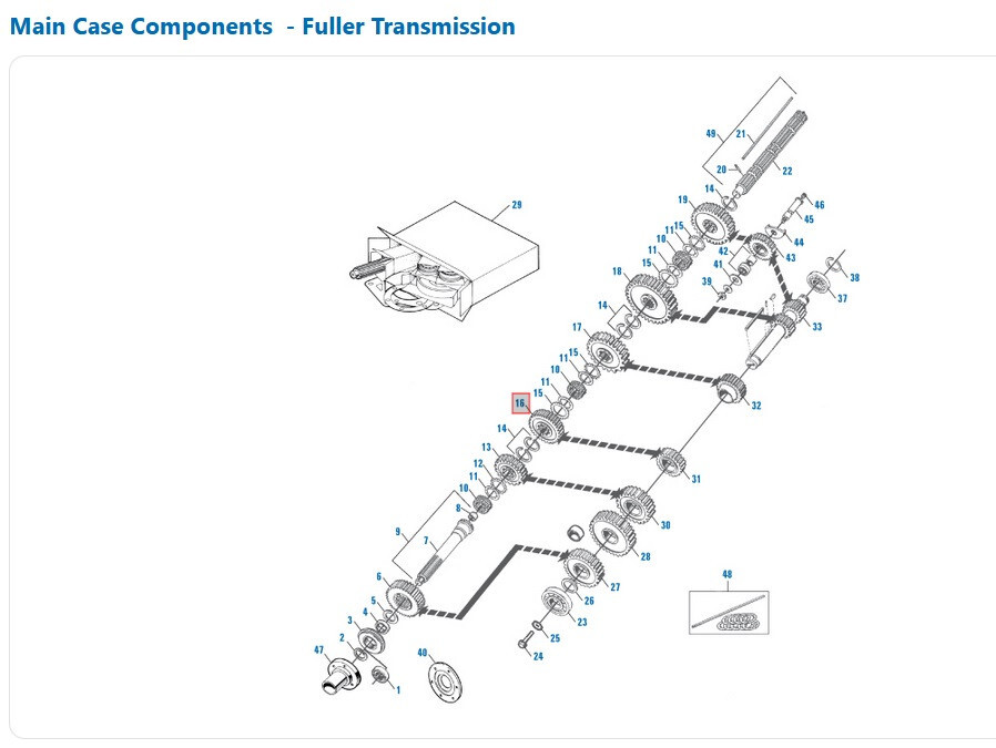 Gear for RTO A, RT/RTO. PAI# EF62540 Ref. # Fuller 20390 19614 591865C1 591865C2