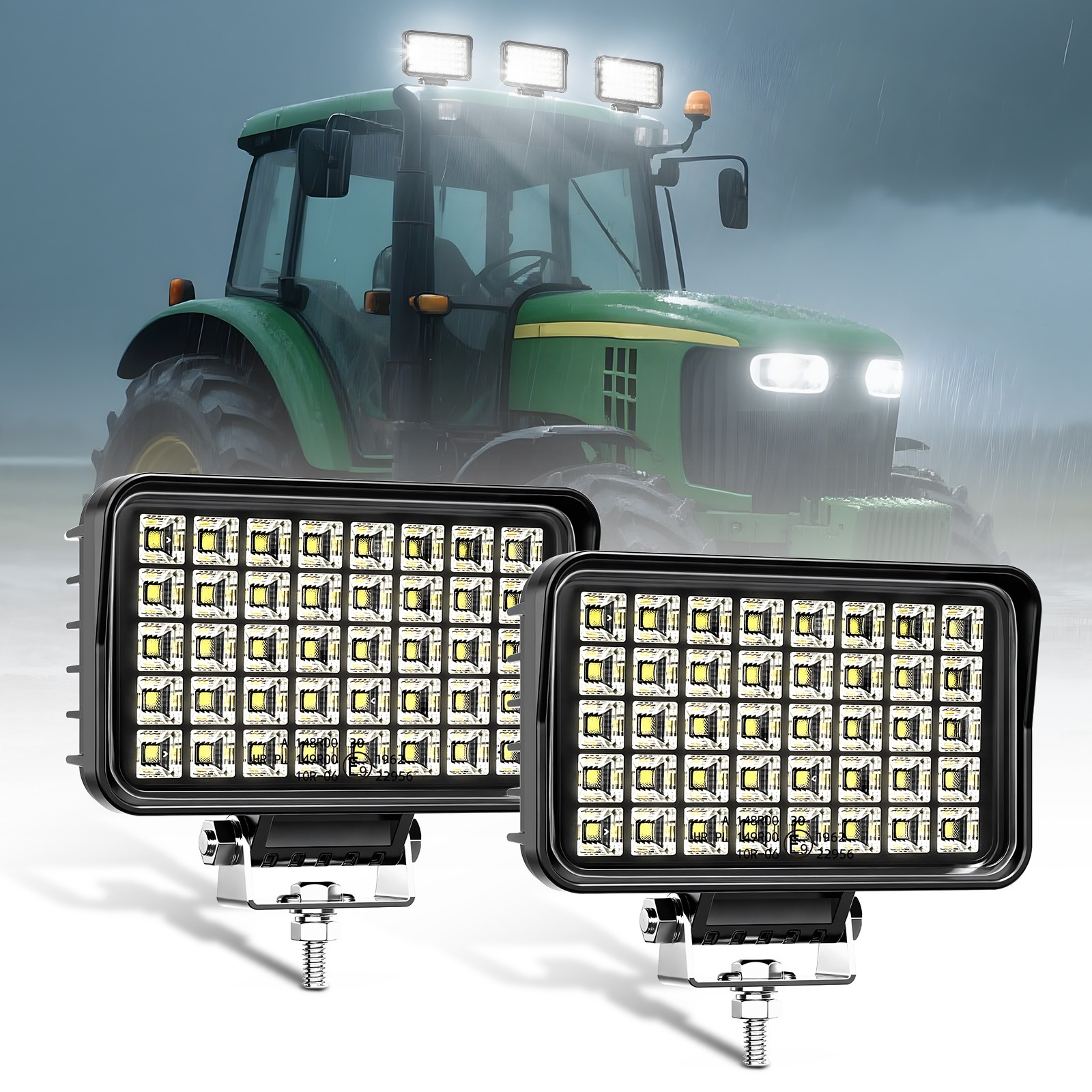 2X 6 Inch Led Work Light Tractor Lamp 120W 8000Lumens Flood Light Off Road Truck