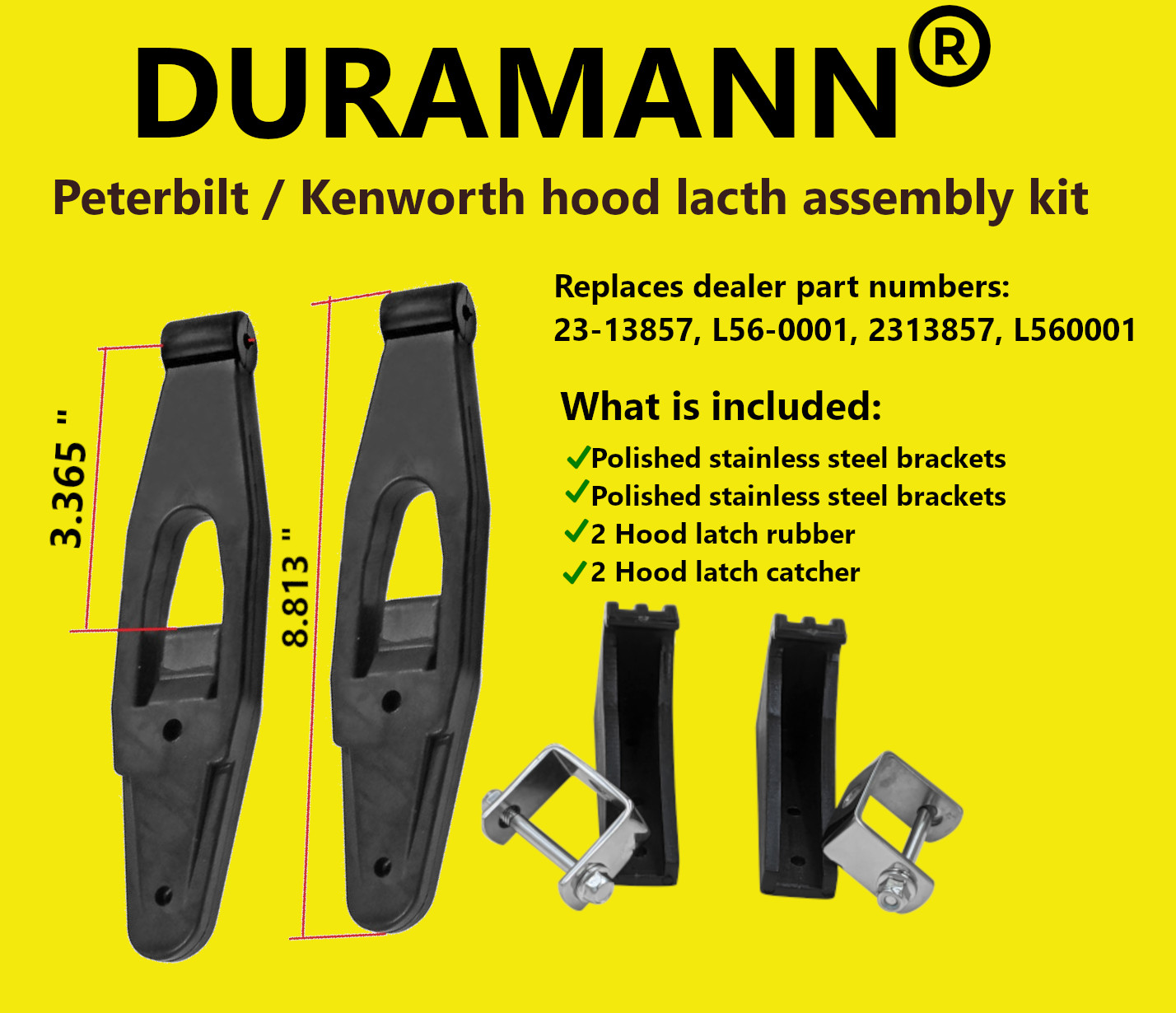 Kenworth Peterbilt Hood Latch assembly kit L56-0001 ✔Ships ASAP