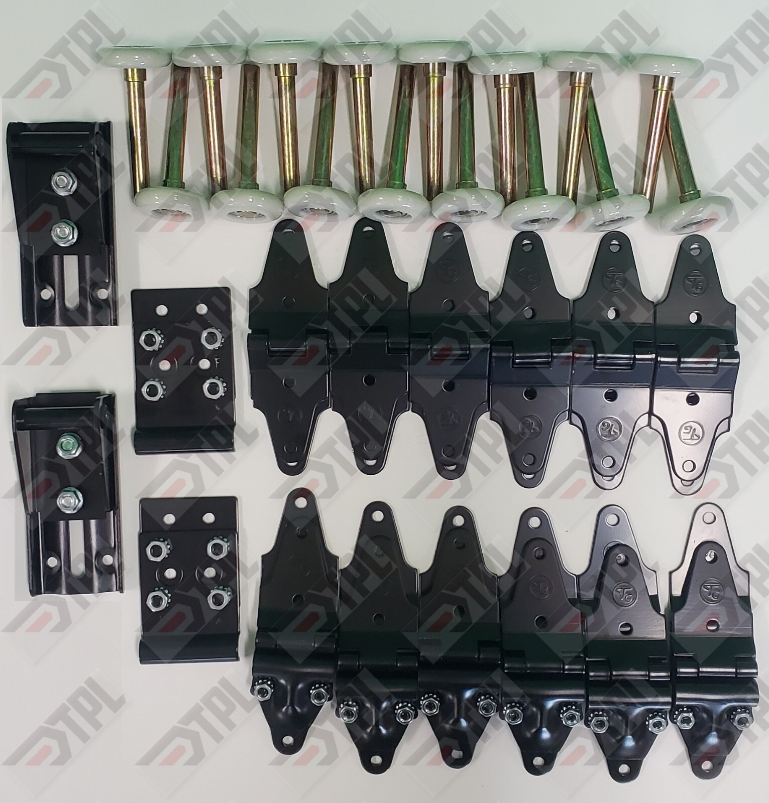 44 pack – Whiting Door Full Repair Kit- Hinges + 2″ Rollers – *NO nuts/bolts*