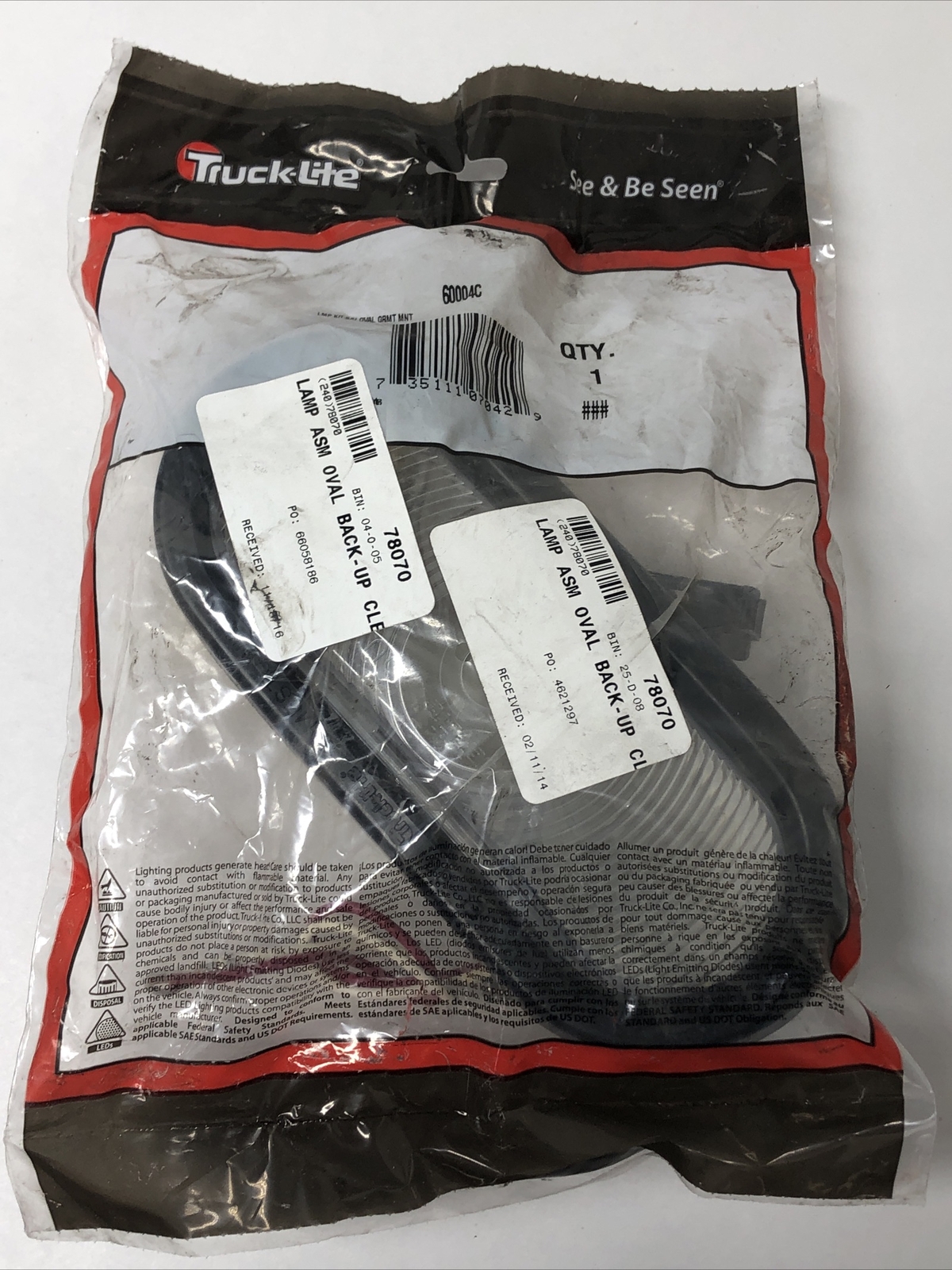 Truck-Lite 60004C Lamp Kit, Back-Up, Oval