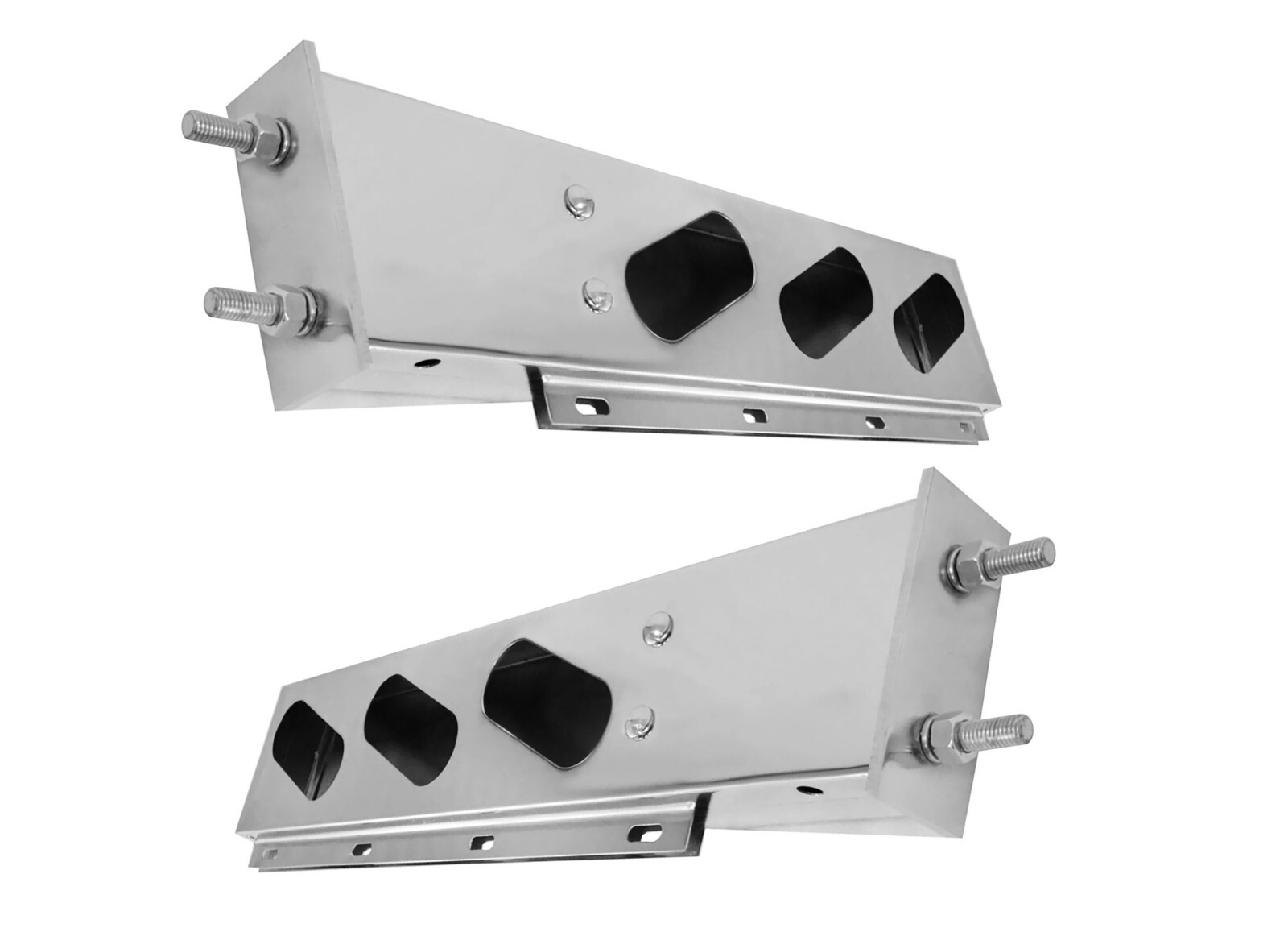 Stainless Steel Mud Flap Hanger Set 2 1/2″ Bolt Pattern with Oval Light Cut Outs