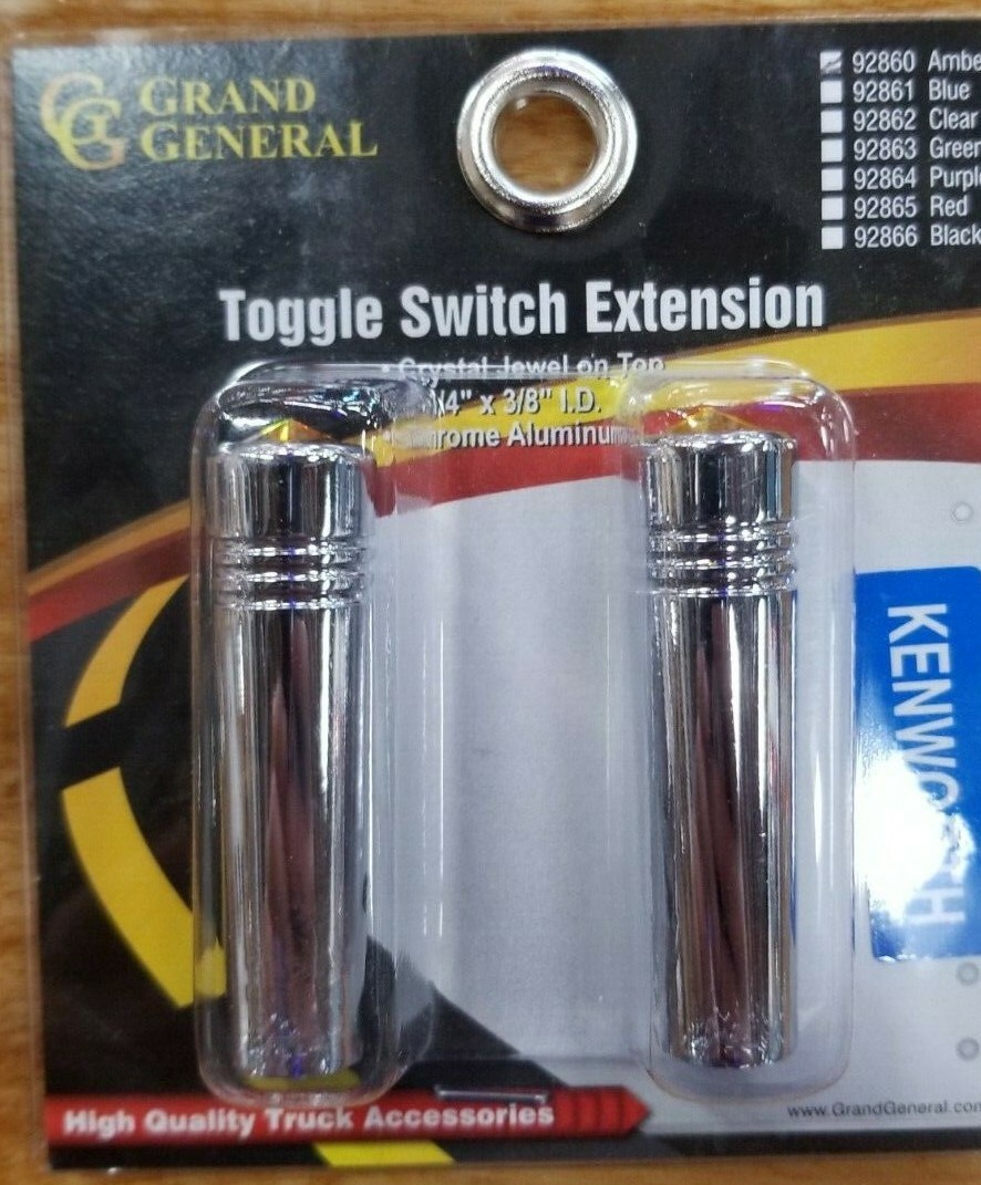 Toggle switch extension 2 1/4″ amber jewel chrome aluminium all Kenworth 92860