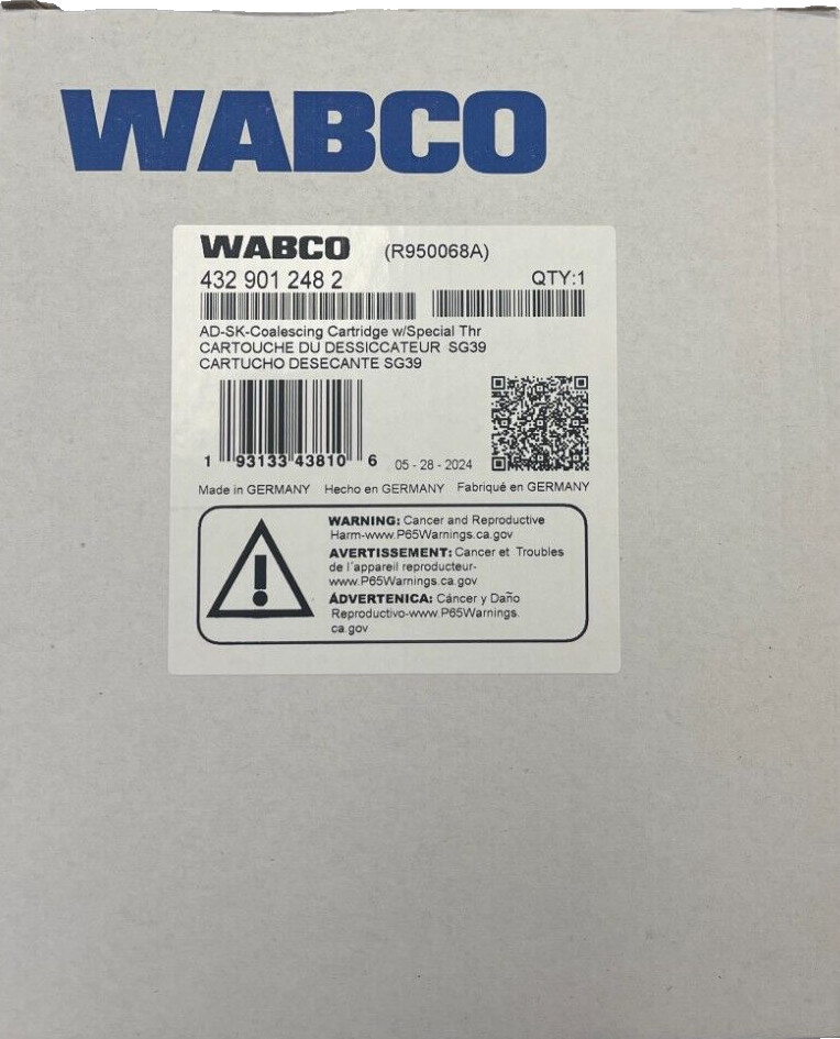 GENUINE CARTRIDGE AIR DRYER WAB 432 901 248 2 FREIGHTLINER CASCADIA 100% GERMANY