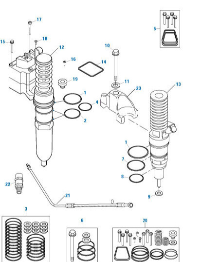 Injector O-Ring & Hardware Kit for Series 60. PAI 621242 Ref# 23537111, 23535700