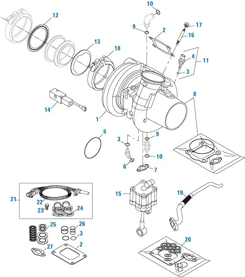 Turbocharger Gasket Kit for Cummins ISX. PAI # 132066 Ref. # 3786275, 3685535